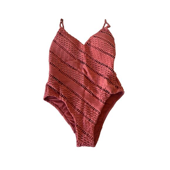 Seafolly Marrakesh Boho Crochet One Piece Swimsuit In Cinnamon Size 8 US - Picture 3 of 11